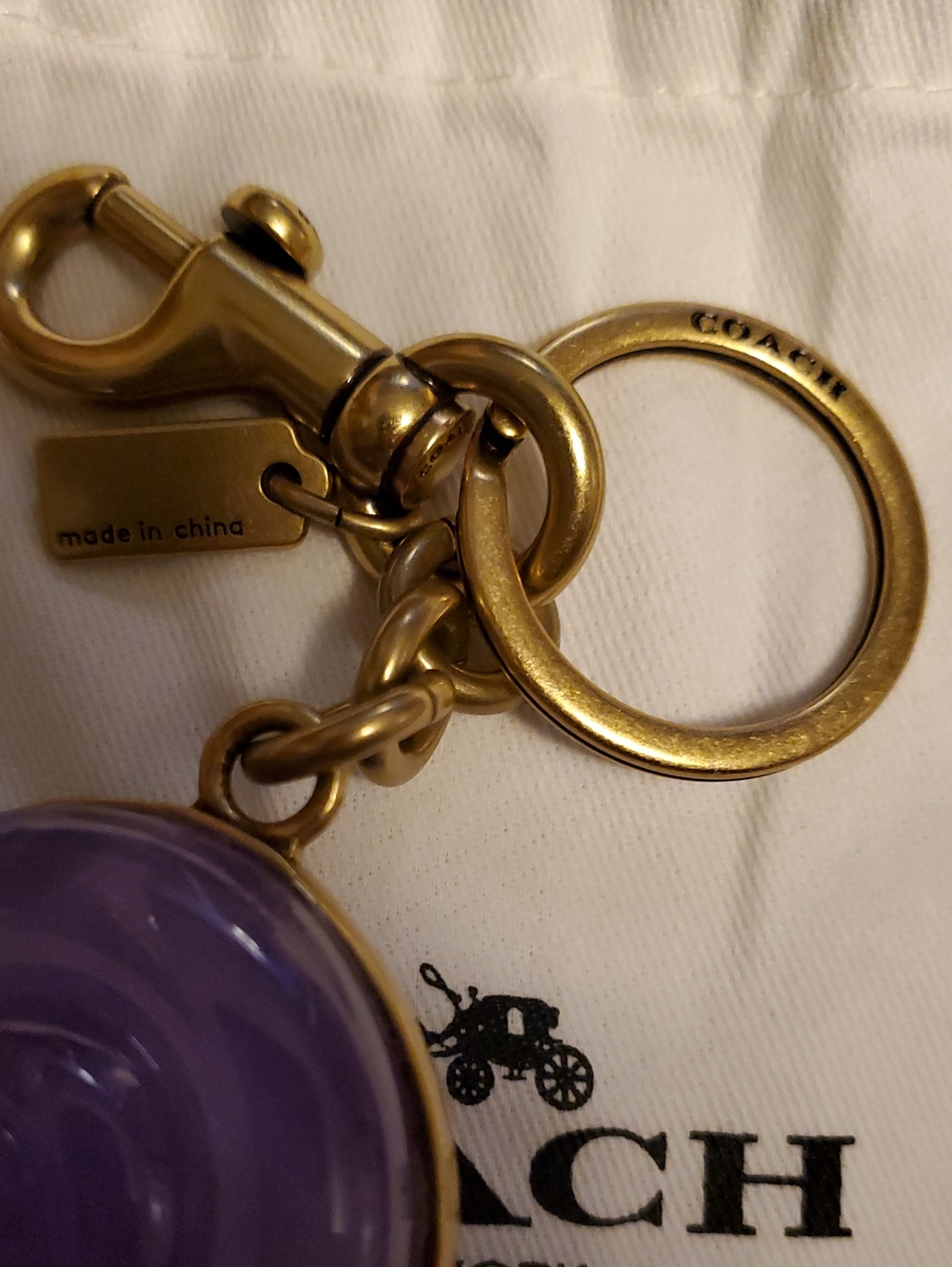 COACH Fatty Snail Keychain Charm with Gold Hardware NWOT W Dusty - Picture 3 of 3
